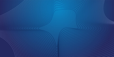 Naklejka premium Bright blue dynamic abstract vector background with diagonal lines. 3d cover of business presentation banner for sale event night party. Fast moving soft circle wave line stripe decoration