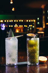 Two glasses of beautiful lemonade cocktails