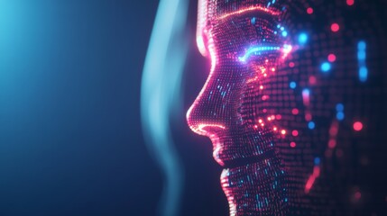 An AI powered virtual assistant for mental health, providing therapy sessions and emotional support through an interactive interface, glowing mood analysis interface