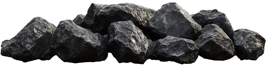 Asteroids, flying rocks, falling stones, transparent background, PNG