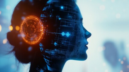 An AI powered virtual assistant for mental health, providing therapy sessions and emotional support through an interactive interface, glowing mood analysis interface