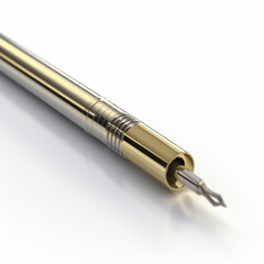 Fototapeta premium Fountain pen isolated on white background with metal and black ink