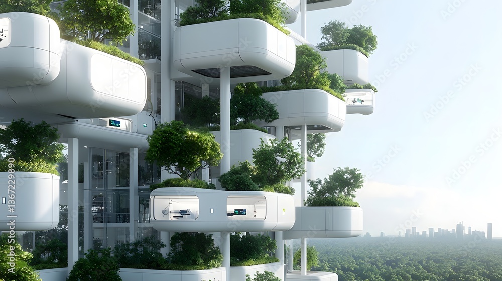 Aufkleber futuristic high rise smart building featuring an advanced automated electrical system for efficient 