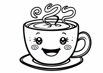 Coffee and Tea Cups with Heart Design