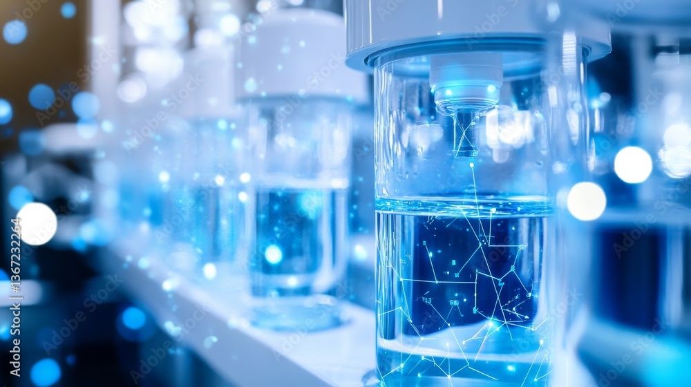 Wall mural an ai powered water purification system analyzing pollutants in real time and adjusting filtration m