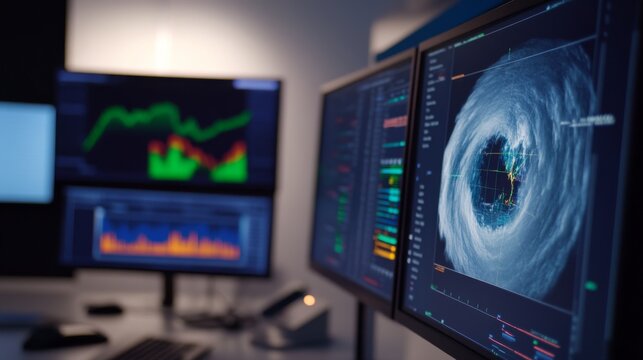 An AI powered weather prediction system, analyzing real-time atmospheric data to provide accurate and up-to-date weather forecasts for local areas, glowing weather interface