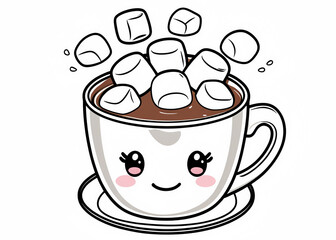 Coffee and Tea Cups with Heart and Steam