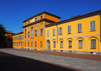 Fototapeta premium External court of the historic University of Pavia city. The University of Pavia is one of the world’s oldest academic institutions. Northern Italy
