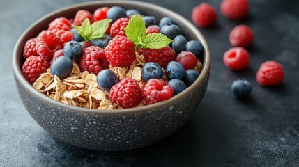 bowl of muesli with berries