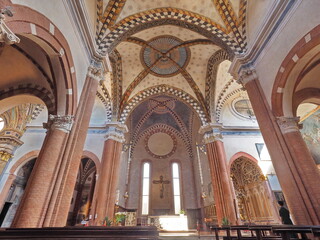 Obraz premium Archs and architecture of San Francesco d'Assisi grande important church in neoclassical style , Lombardy, Italy.