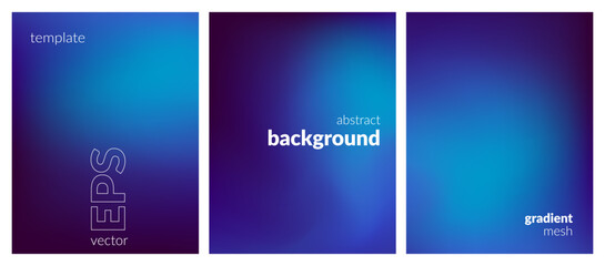 Abstract liquid background set. Gradient mesh. Effect bright color blend. Blurred fluid colorful mix. Modern design template for web covers, ad banners, posters, brochures, flyers. Vector EPS