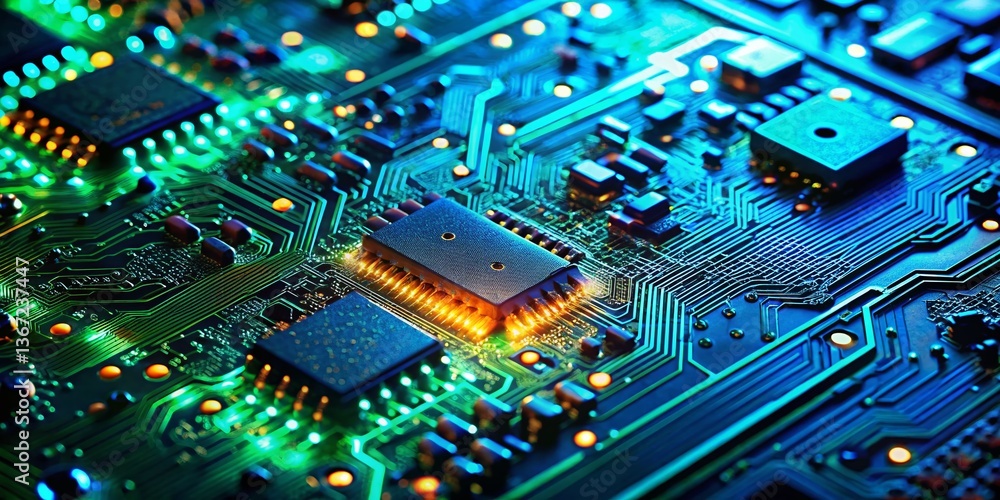 Aufkleber abstract tech macro photography background with copy space for innovation and digital designs