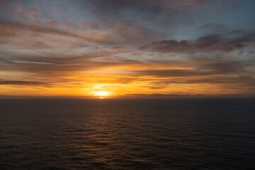 Viewpoint at Cabo Roca. Western cape of mainland Portugal. Sunset and the Atlantic Ocean. Suitable for wallpaper or screensavers