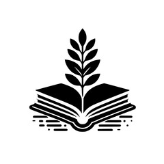 Knowledge Blooms: Book & Leaf Icon