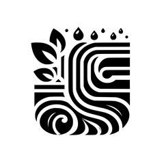 Monochrome Nature: Flowing Water, Leaf, & Rain Abstract