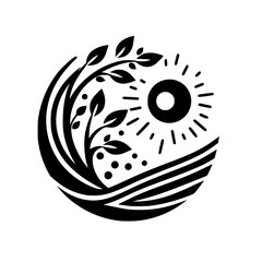 Nature's Embrace: Monochrome Symbol of Growth and Vitality
