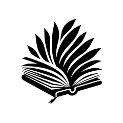Open Book: Abstract, Black & White Icon of Knowledge