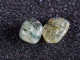A mineral green with a distinctive botryoidal or globular habit, often used as a gemstone.