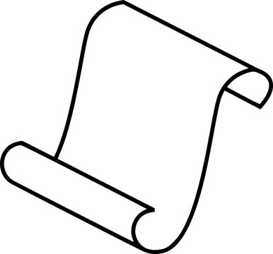 Blank Paper Sheet, Unrolled Scroll Line Art