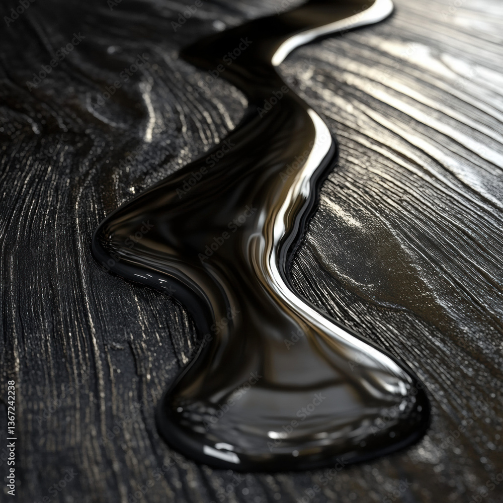 Poster shiny metallic liquid waves with gold and silver flow pattern on a smooth surface