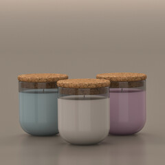 Candles in a clear glass jar without a label