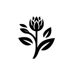 Minimalist Bloom: A Geometric Flower in Black & White