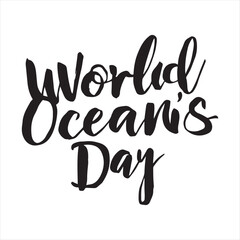 World Oceans Day Typography Design,Handwritten World Oceans Day Calligraphy,World Oceans Day Lettering with Waves,Elegant World Oceans Day Text Art,Creative World Oceans Day Hand Lettering