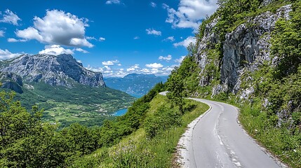 Fototapeta premium the stunning landscape from the view of the car on the road trip