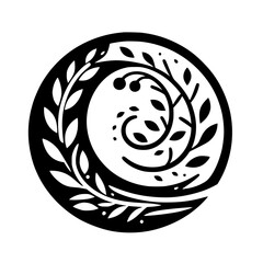 Monochrome Botanical Mandala: Serene Circle of Life