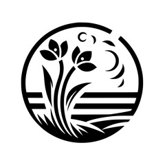 Minimalist Floral Emblem: Dusk Bloom