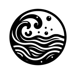 Wave Crest in a Circle: Minimalist Water Symbol