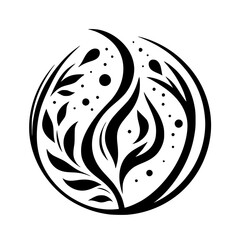 Abstract Yin Yang with Floral Elements