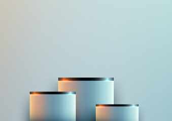 blue orange gradient 3d tiered podium mockup for product display showcase modern elegant presentation stand