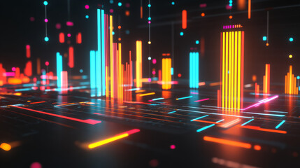 Vibrant digital data visualization with colorful bars