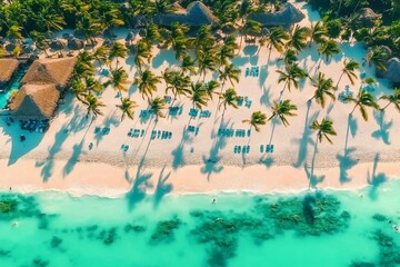 Aerial view of tropical beach. Punta Cana, Dominican Republic