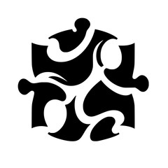 Abstract Black & White Puzzle Piece: Symmetry & Contrast