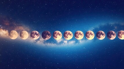Phases of the Moon Captured in a Stunning Sequence Against a Starry Night Sky