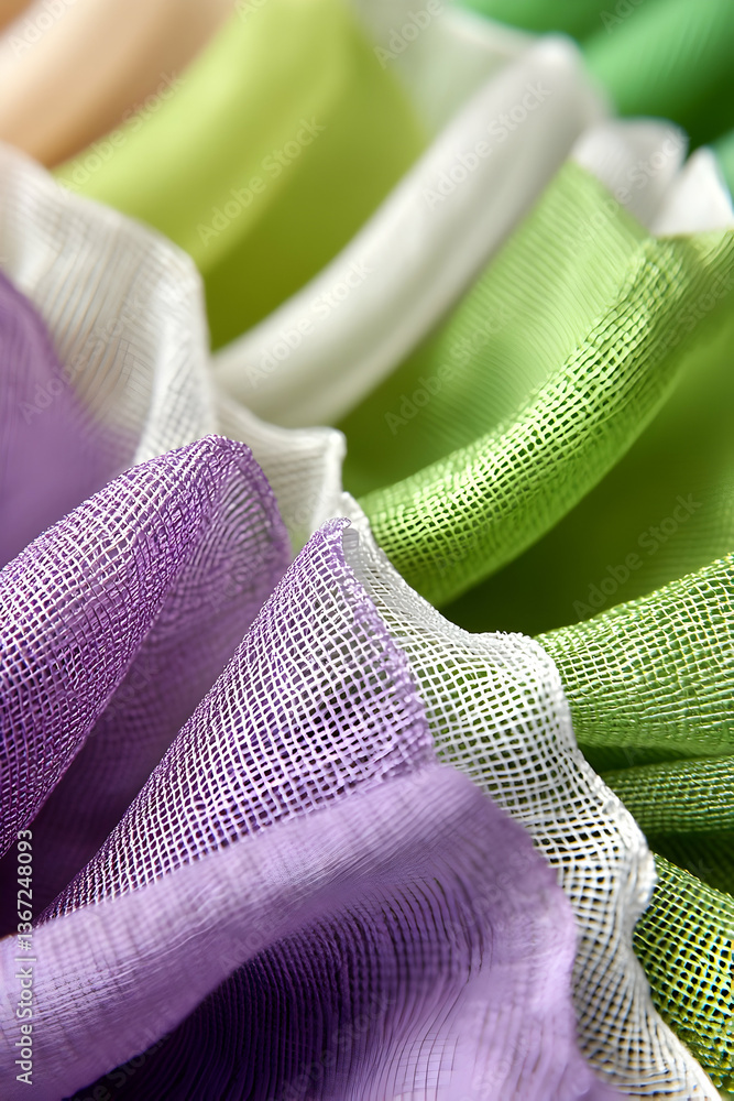 Poster close-up of colorful fabric texture with soft drape