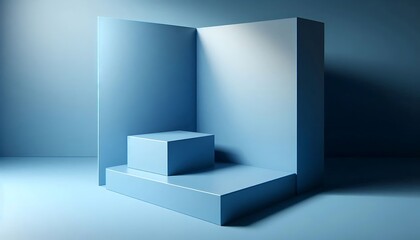 Minimalist Blue Geometric Corner Product Display