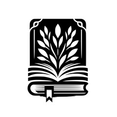 Literary Growth: A Black & White Icon of Knowledge & Nature