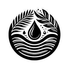 Eco-Circle: Water, Nature, and Harmony in Black and White