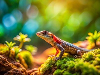 Adorable Florida Worm Lizard Close-Up, Miniature World Tilt-Shift Photography