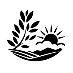 Black & White Landscape: Sunrise Over Fields