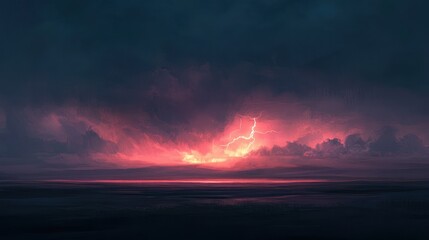 Electrifying expanse, A landscape ignited by storm's raw embrace