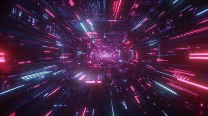 Naklejka premium Futuristic Neon Tunnel