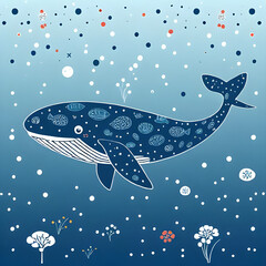 seamless pattern with dolphins,whale,pattern,illustration,ocean,design,wallpaper,