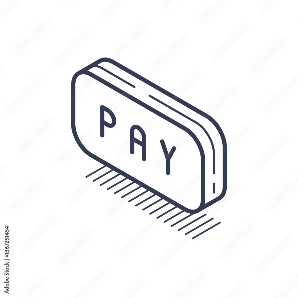 Poster icon presents a simple isometric representation of a pay button, featuring clear outlines and minima