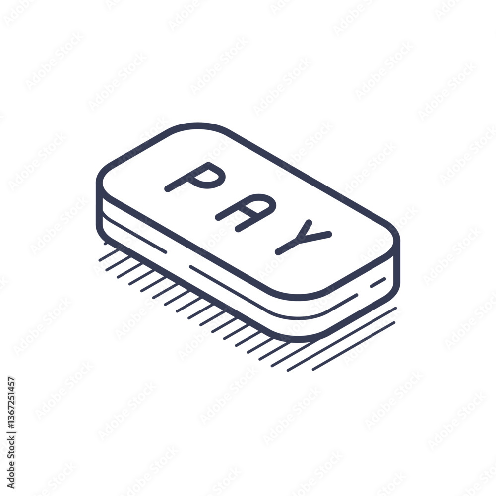 Poster icon presents a simple isometric representation of a pay button, featuring clear outlines and minima