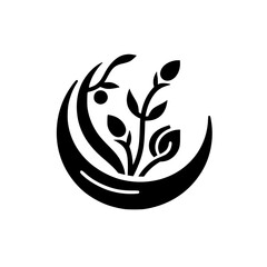 Obraz premium Crescent Embrace: Minimalist Botanical Glyph