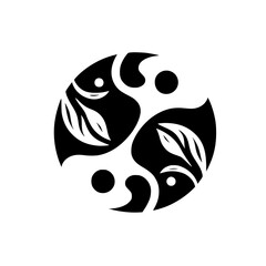 Yin Yang Harmony: Botanical Black & White Logo